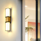 Modern Up and Down LED Outdoor Wall Sconce IP65 Waterproof Exterior Porch Light in Black and Gold