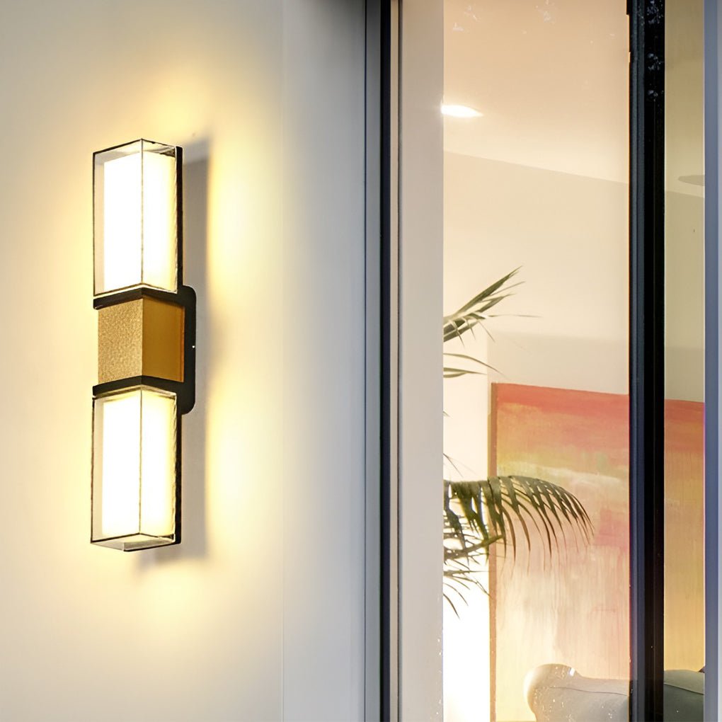 Modern Up and Down LED Outdoor Wall Sconce IP65 Waterproof Exterior Porch Light in Black and Gold