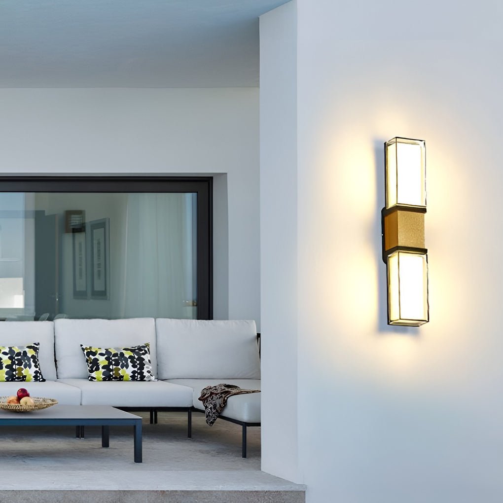 Modern Up and Down LED Outdoor Wall Sconce IP65 Waterproof Exterior Porch Light in Black and Gold