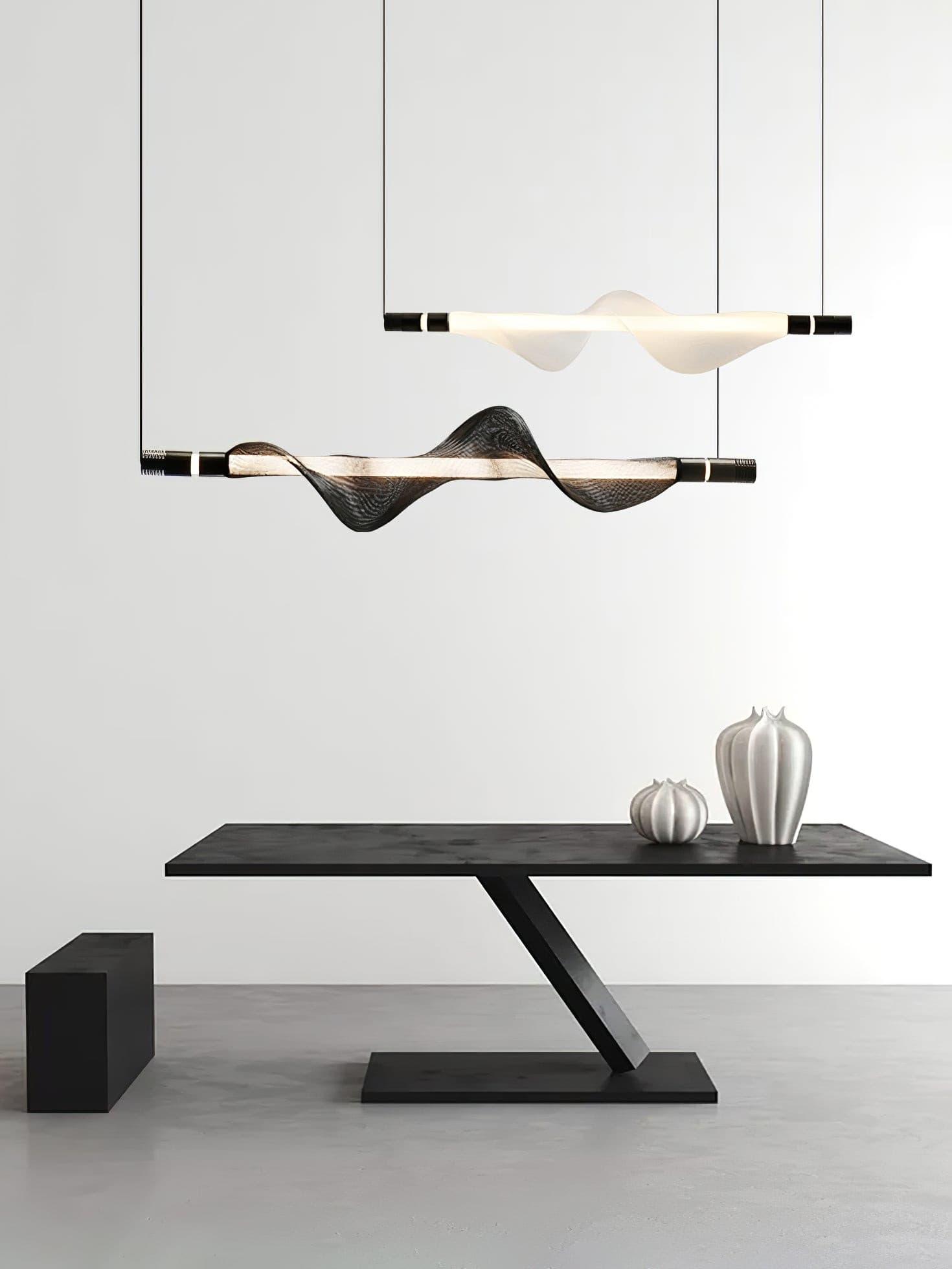 Modern Vapour LED Pendant Light with Fiber Mesh Shade and Geometric Design