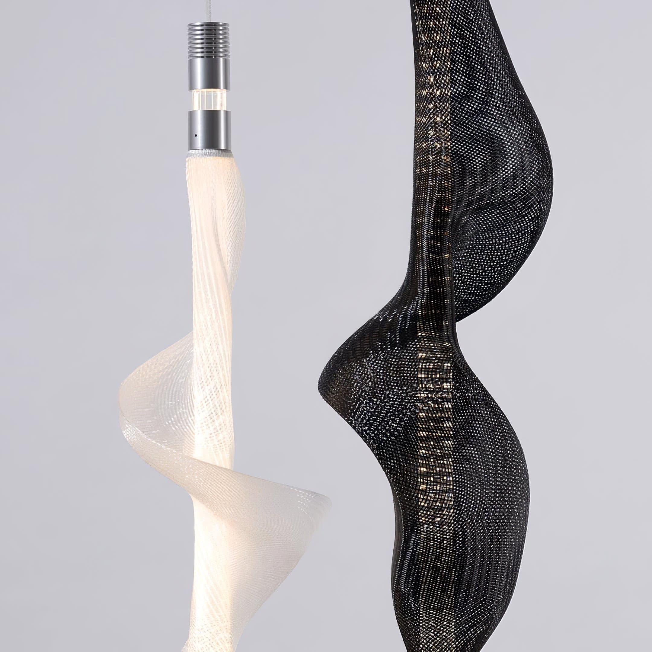 Modern Vapour LED Pendant Light with Fiber Mesh Shade and Geometric Design