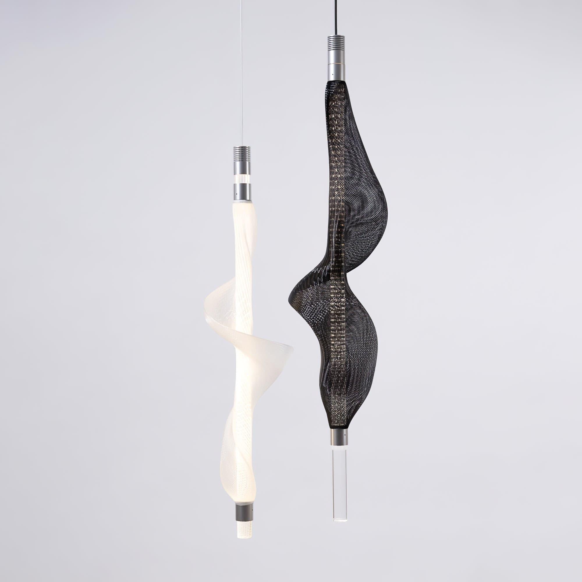 Modern Vapour LED Pendant Light with Fiber Mesh Shade and Geometric Design