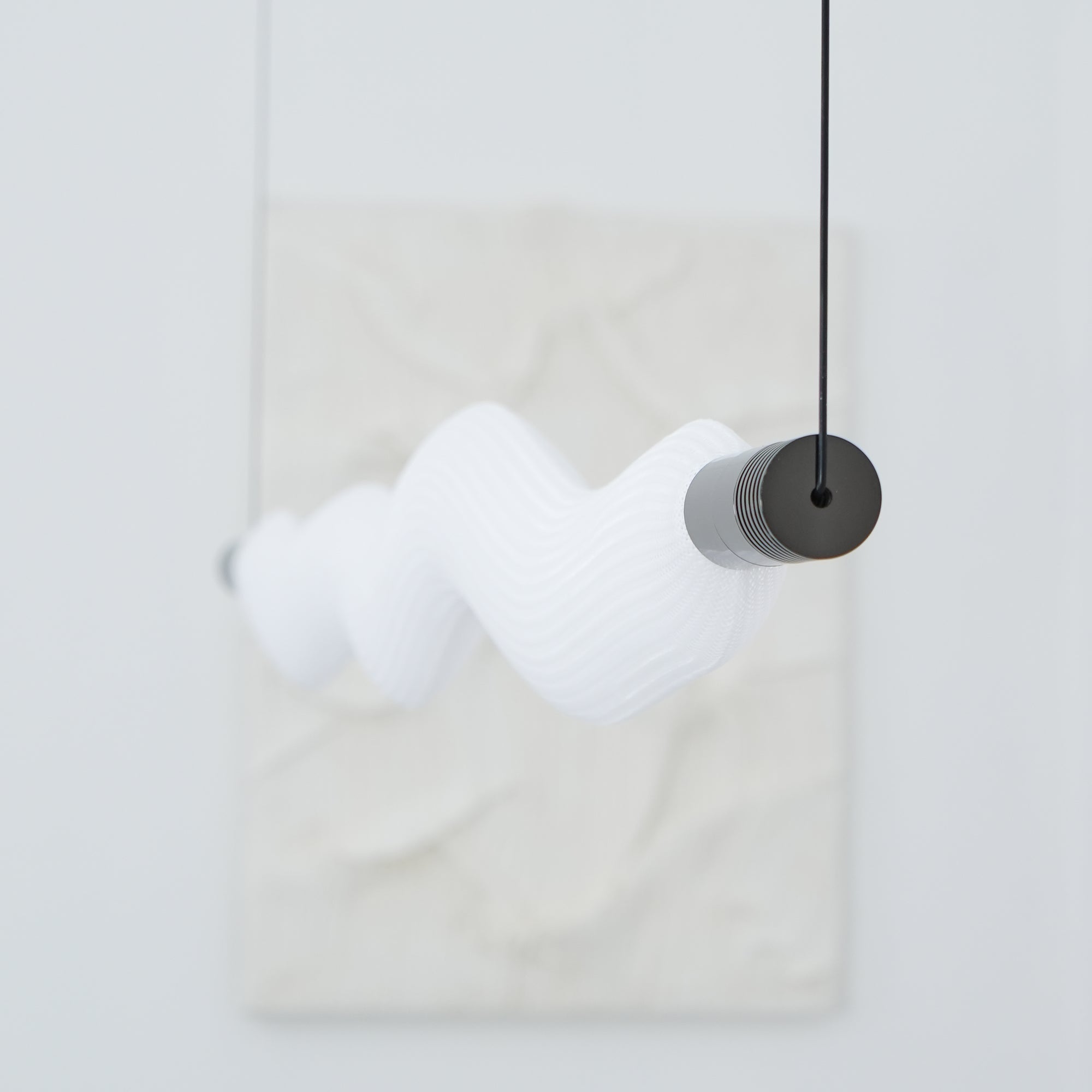 Modern Vapour LED Pendant Light with Fiber Mesh Shade and Geometric Design