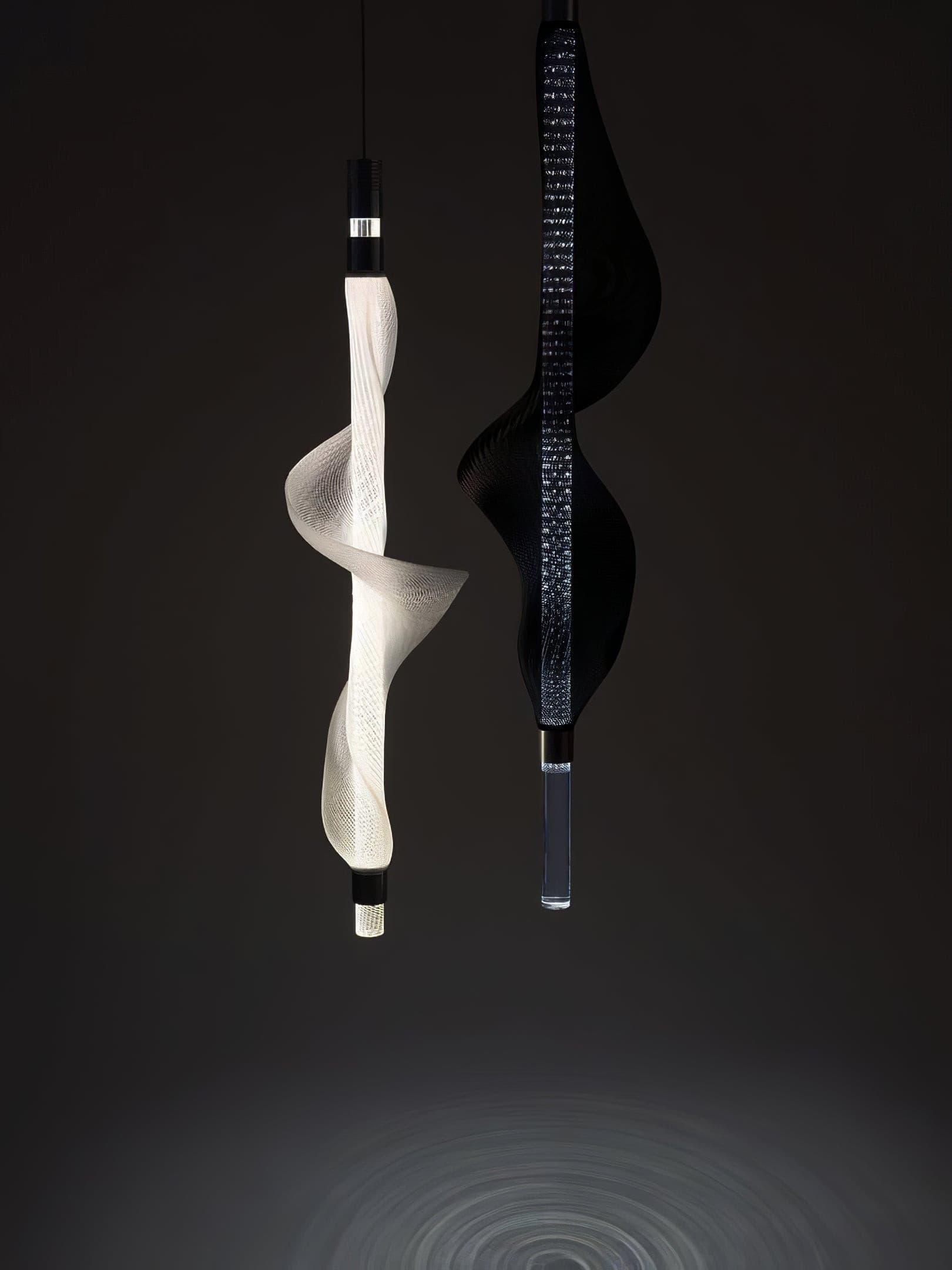 Modern Vapour LED Pendant Light with Fiber Mesh Shade and Geometric Design