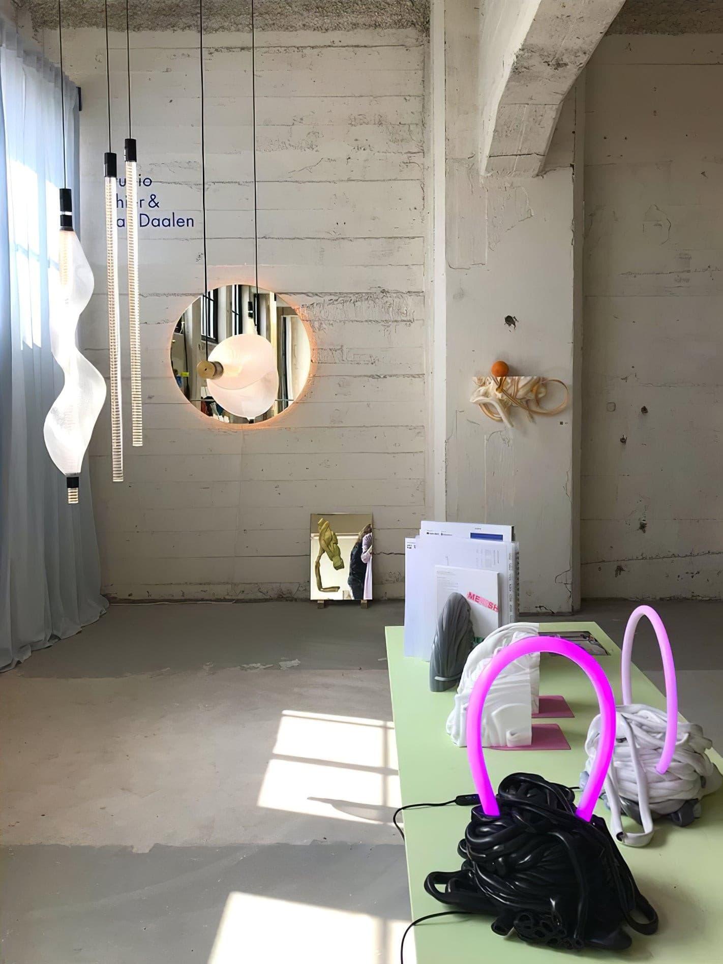 Modern Vapour LED Pendant Light with Fiber Mesh Shade and Geometric Design