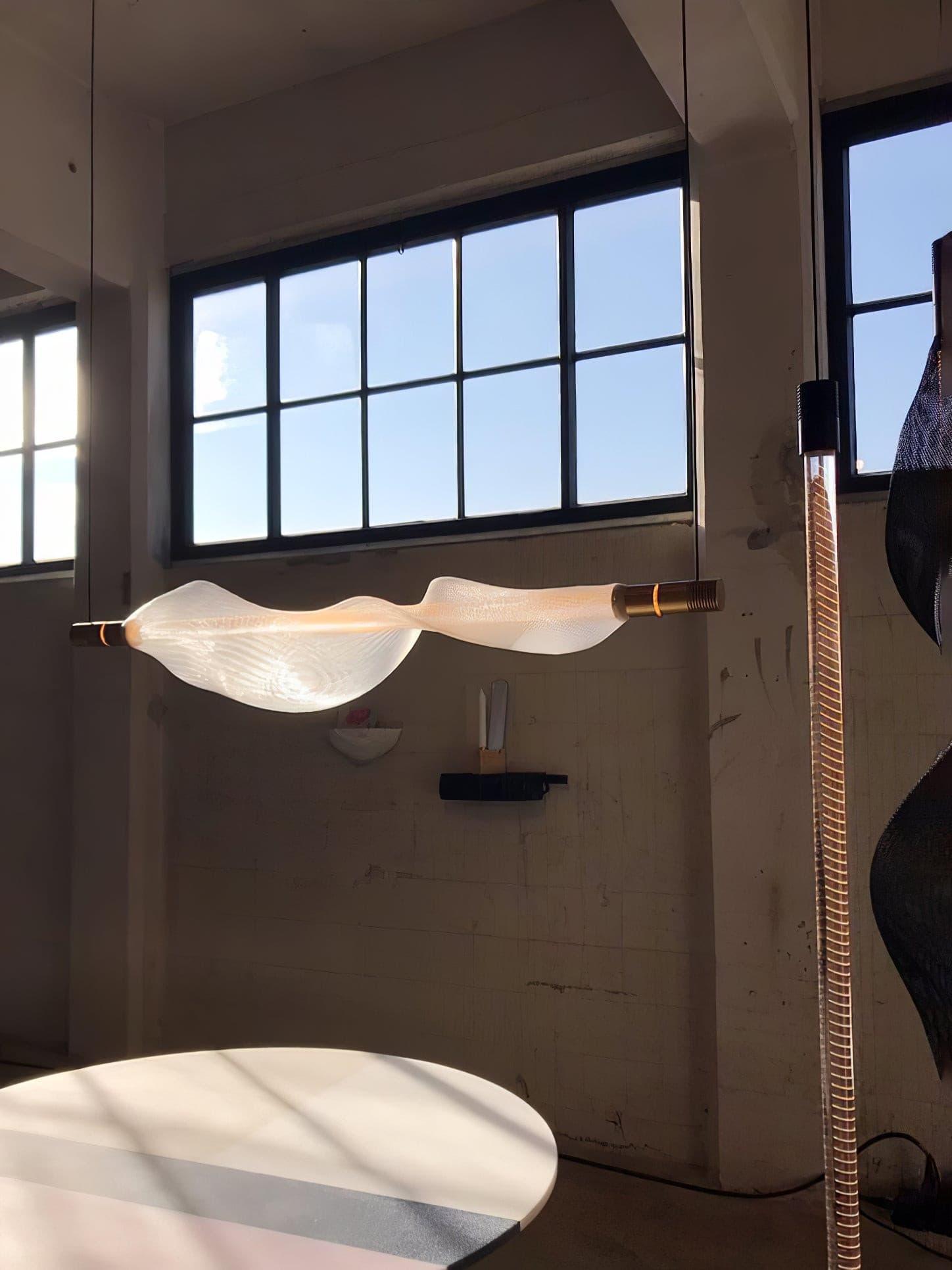 Modern Vapour LED Pendant Light with Fiber Mesh Shade and Geometric Design