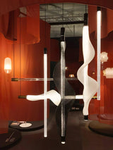 Modern Vapour LED Pendant Light with Fiber Mesh Shade and Geometric Design