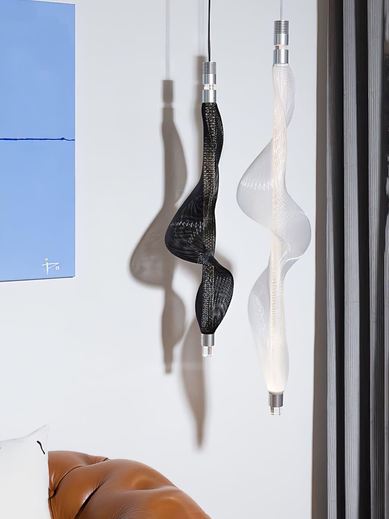 Modern Vapour LED Pendant Light with Fiber Mesh Shade and Geometric Design