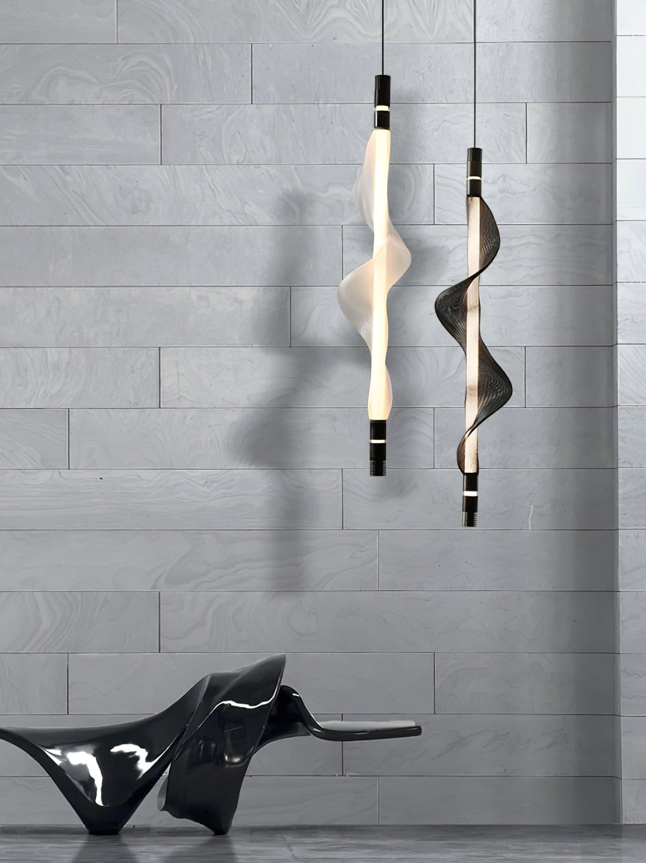 Modern Vapour LED Pendant Light with Fiber Mesh Shade and Geometric Design