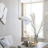 Modern Vapour LED Pendant Light with Fiber Mesh Shade and Geometric Design