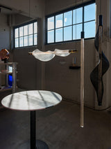 Modern Vapour LED Pendant Light with Fiber Mesh Shade and Geometric Design