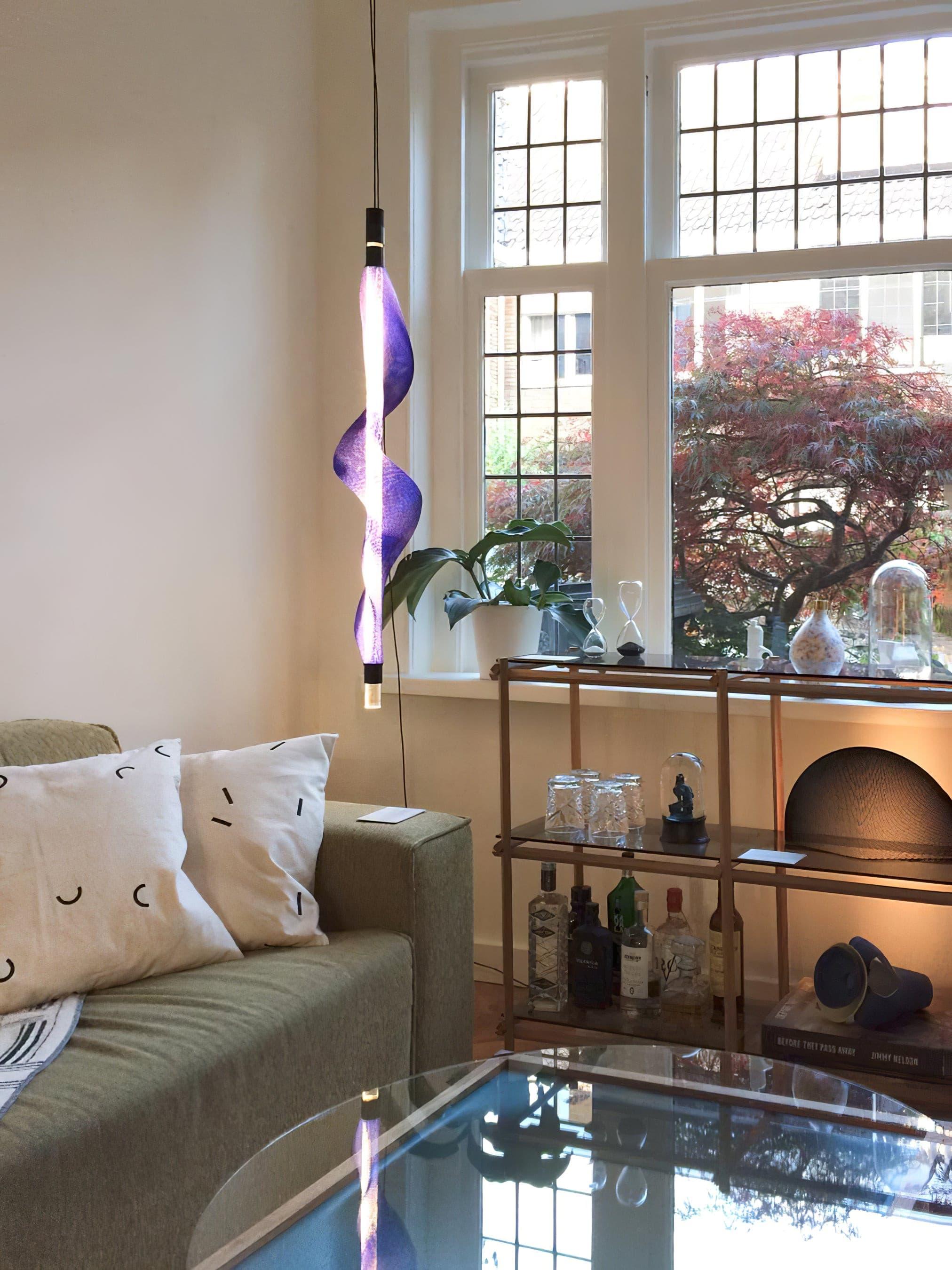Modern Vapour LED Pendant Light with Fiber Mesh Shade and Geometric Design