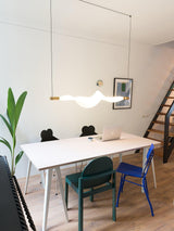 Modern Vapour LED Pendant Light with Fiber Mesh Shade and Geometric Design