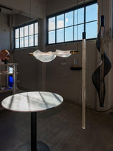 Modern Vapour LED Pendant Light with Fiber Mesh Shade and Geometric Design