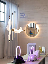 Modern Vapour LED Pendant Light with Fiber Mesh Shade and Geometric Design