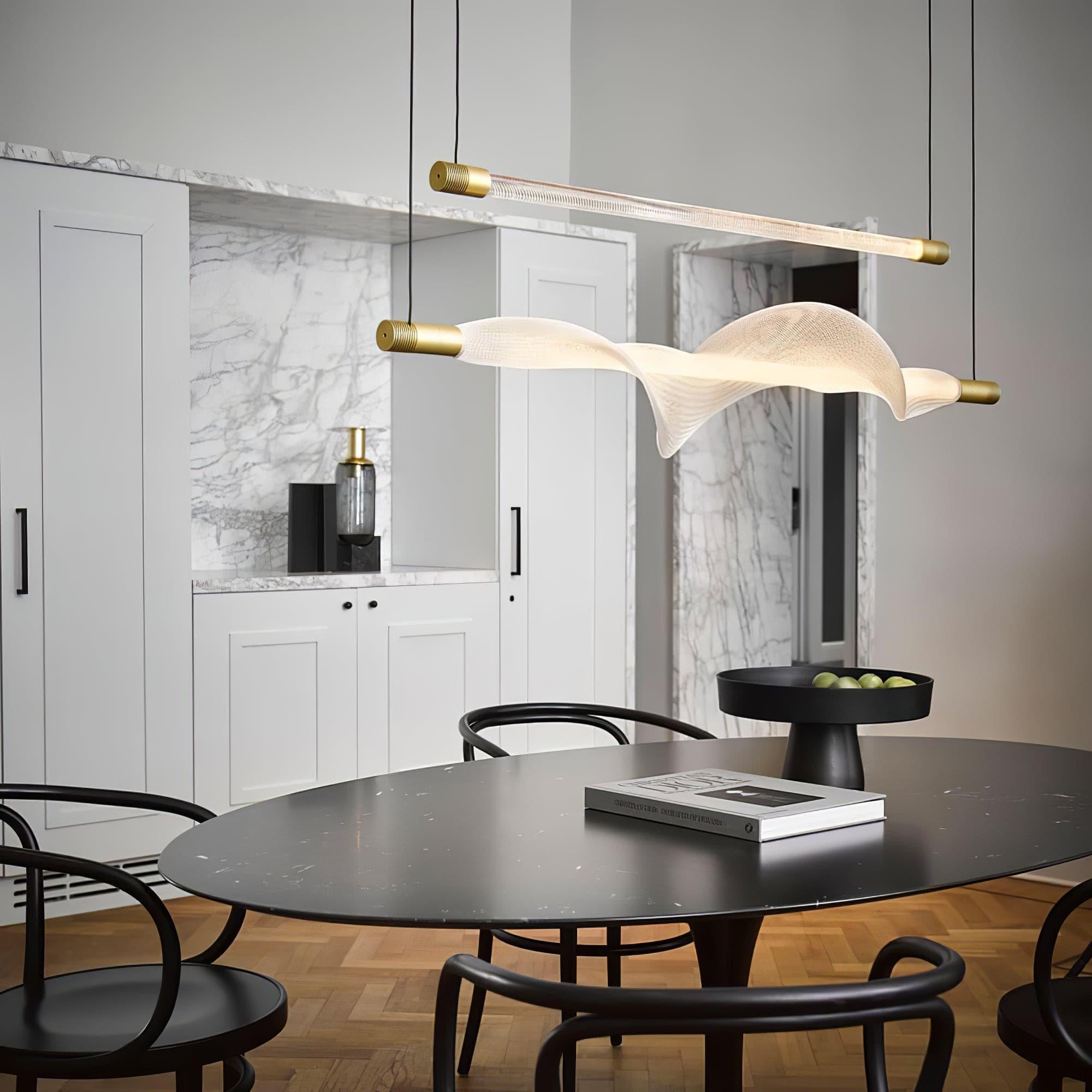 Modern Vapour LED Pendant Light with Fiber Mesh Shade and Geometric Design