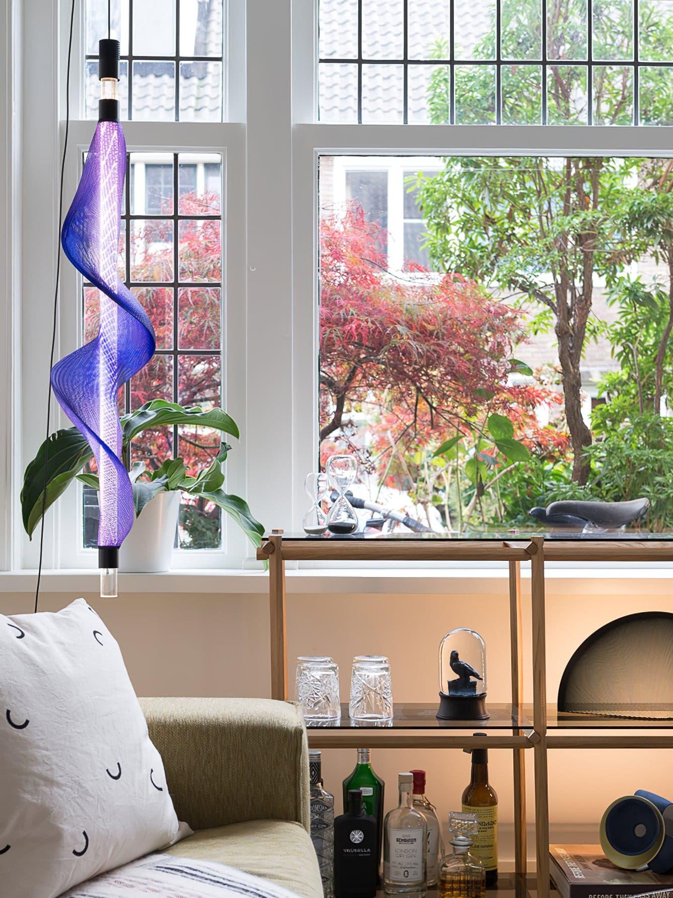 Modern Vapour LED Pendant Light with Fiber Mesh Shade and Geometric Design