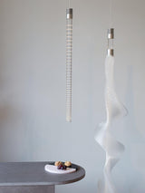 Modern Vapour LED Pendant Light with Fiber Mesh Shade and Geometric Design