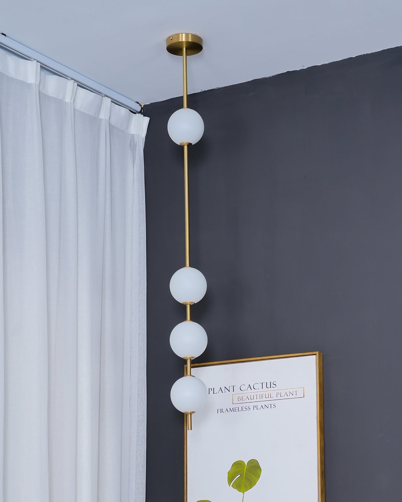 Modern Vertical Brass Globe LED Pendant Light Multi Ball Ceiling Fixture for Hallways