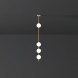 Modern Vertical Brass Globe LED Pendant Light Multi Ball Ceiling Fixture for Hallways