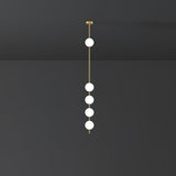 Modern Vertical Brass Globe LED Pendant Light Multi Ball Ceiling Fixture for Hallways