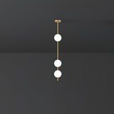 Modern Vertical Brass Globe LED Pendant Light Multi Ball Ceiling Fixture for Hallways