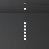 Modern Vertical Brass Globe LED Pendant Light Multi Ball Ceiling Fixture for Hallways