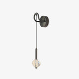 Modern Vertical Crystal Sconce Wall Lamp with Seeded Glass Orb and LED Lighting