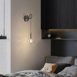 Modern Vertical Crystal Sconce Wall Lamp with Seeded Glass Orb and LED Lighting