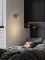 Modern Vertical Crystal Sconce Wall Lamp with Seeded Glass Orb and LED Lighting