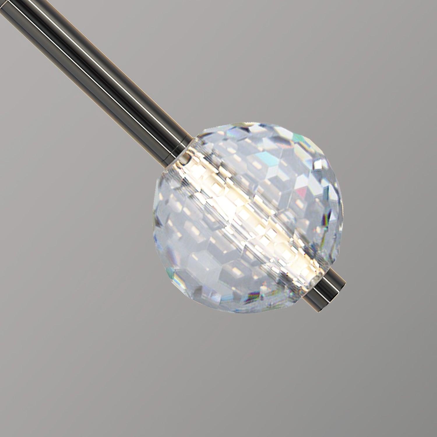 Modern Vertical Crystal Sconce Wall Lamp with Seeded Glass Orb and LED Lighting