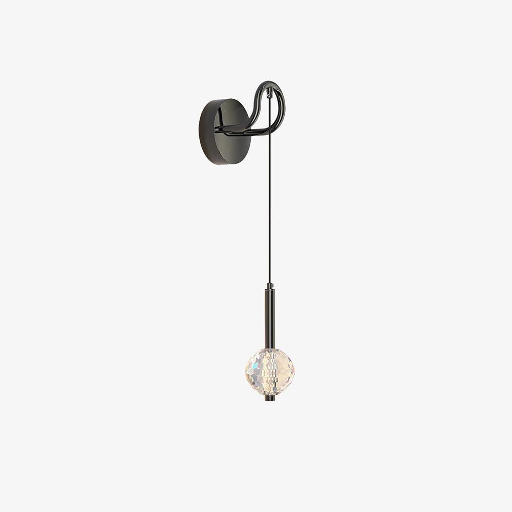 Modern Vertical Crystal Sconce Wall Lamp with Seeded Glass Orb and LED Lighting