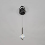 Modern Vertical Crystal Sconce Wall Lamp with Seeded Glass Orb and LED Lighting