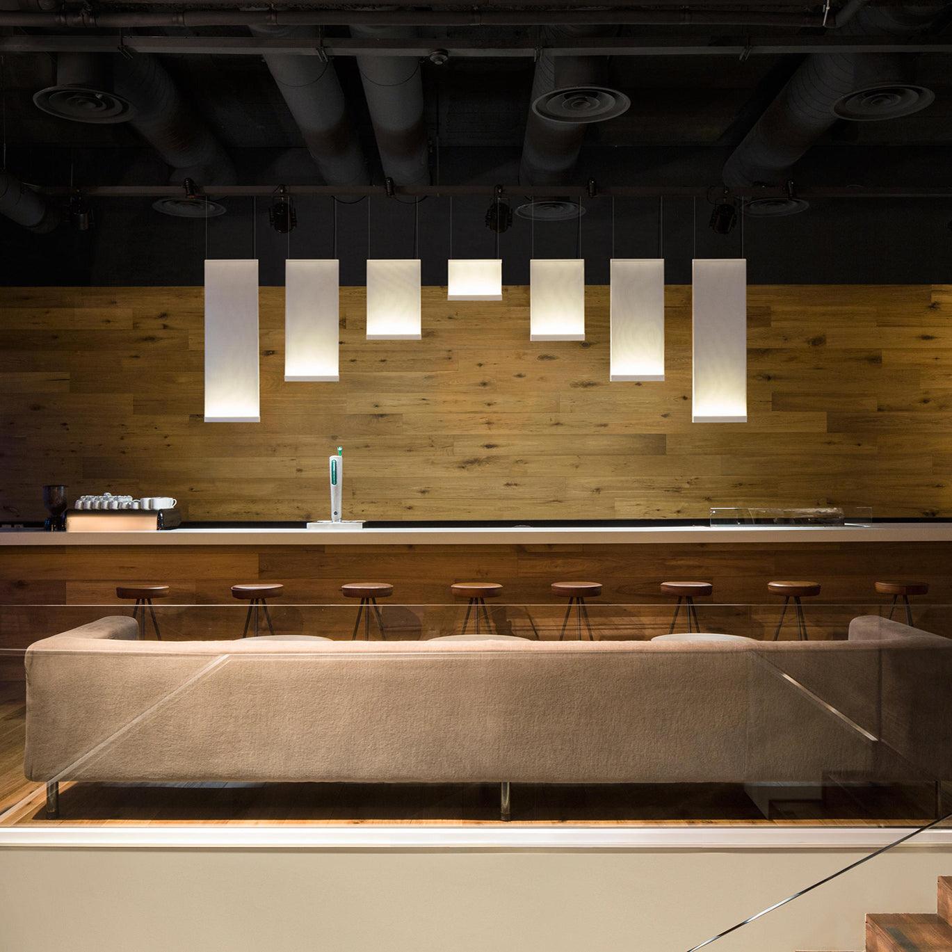 Modern Vertical Fabric Curtain LED Pendant Light for Indoor Living Spaces