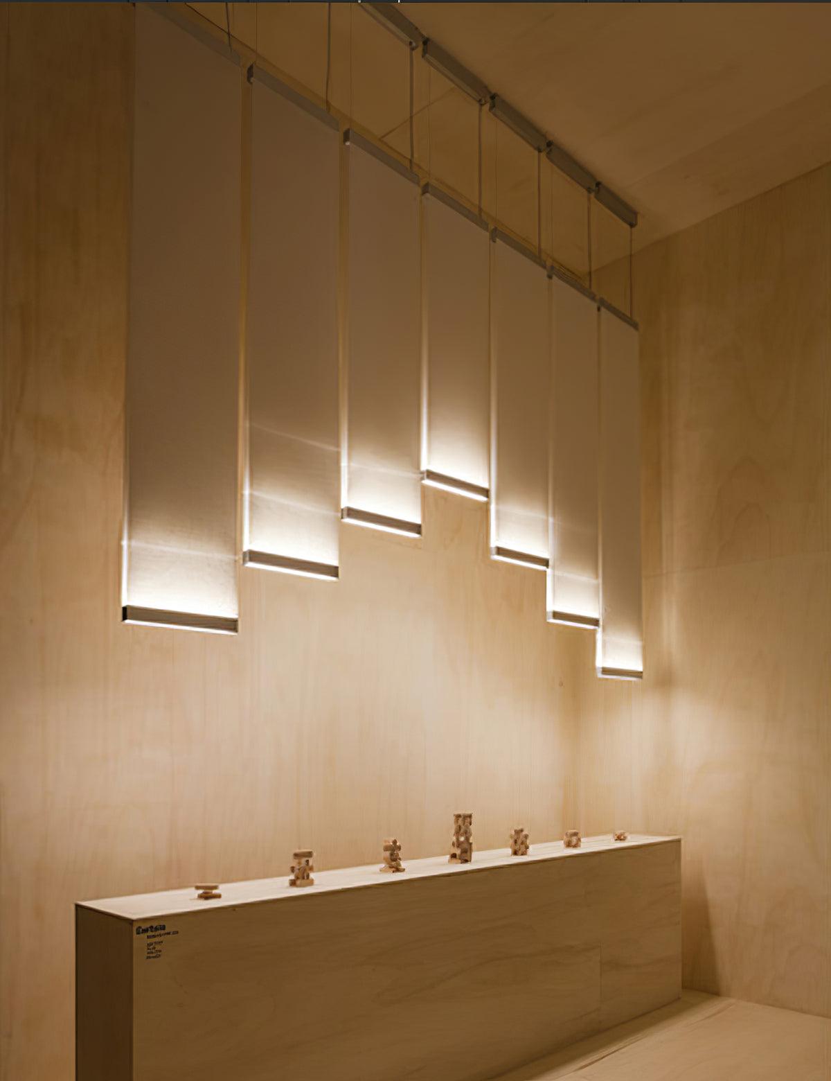 Modern Vertical Fabric Curtain LED Pendant Light for Indoor Living Spaces