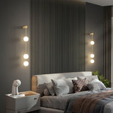 Modern Vertical Glass Globe Wall Sconce Brass LED Bracket Lighting for Interior