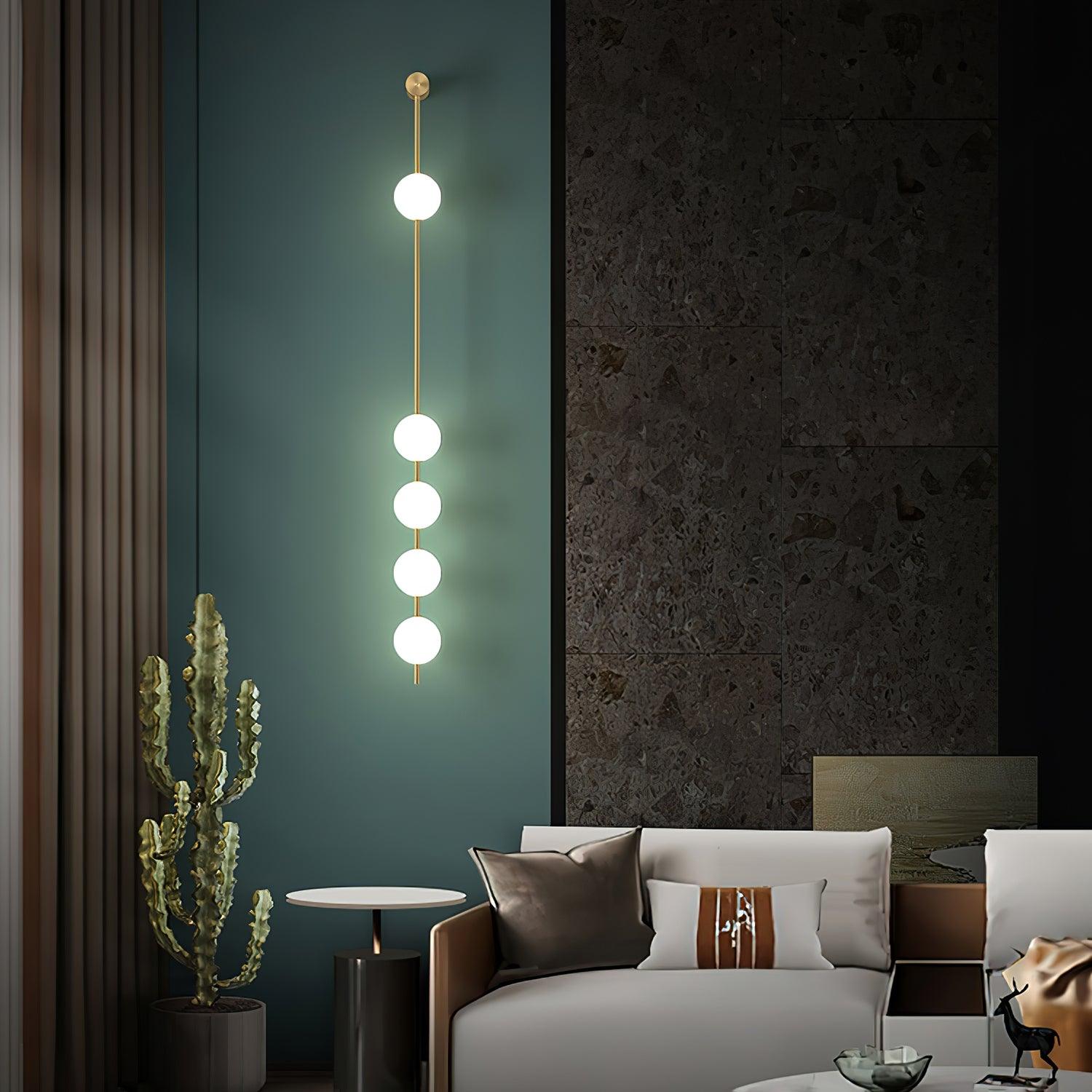 Modern Vertical Glass Globe Wall Sconce Brass LED Bracket Lighting for Interior