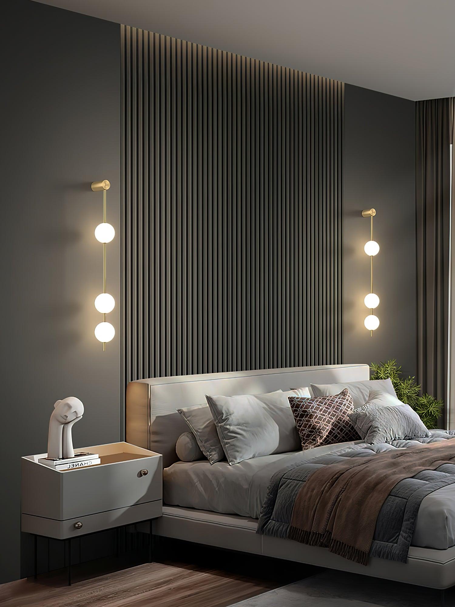 Modern Vertical Glass Globe Wall Sconce Brass LED Bracket Lighting for Interior