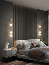 Modern Vertical Glass Globe Wall Sconce Brass LED Bracket Lighting for Interior