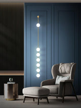 Modern Vertical Glass Globe Wall Sconce Brass LED Bracket Lighting for Interior