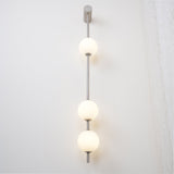 Modern Vertical Glass Globe Wall Sconce Brass LED Bracket Lighting for Interior