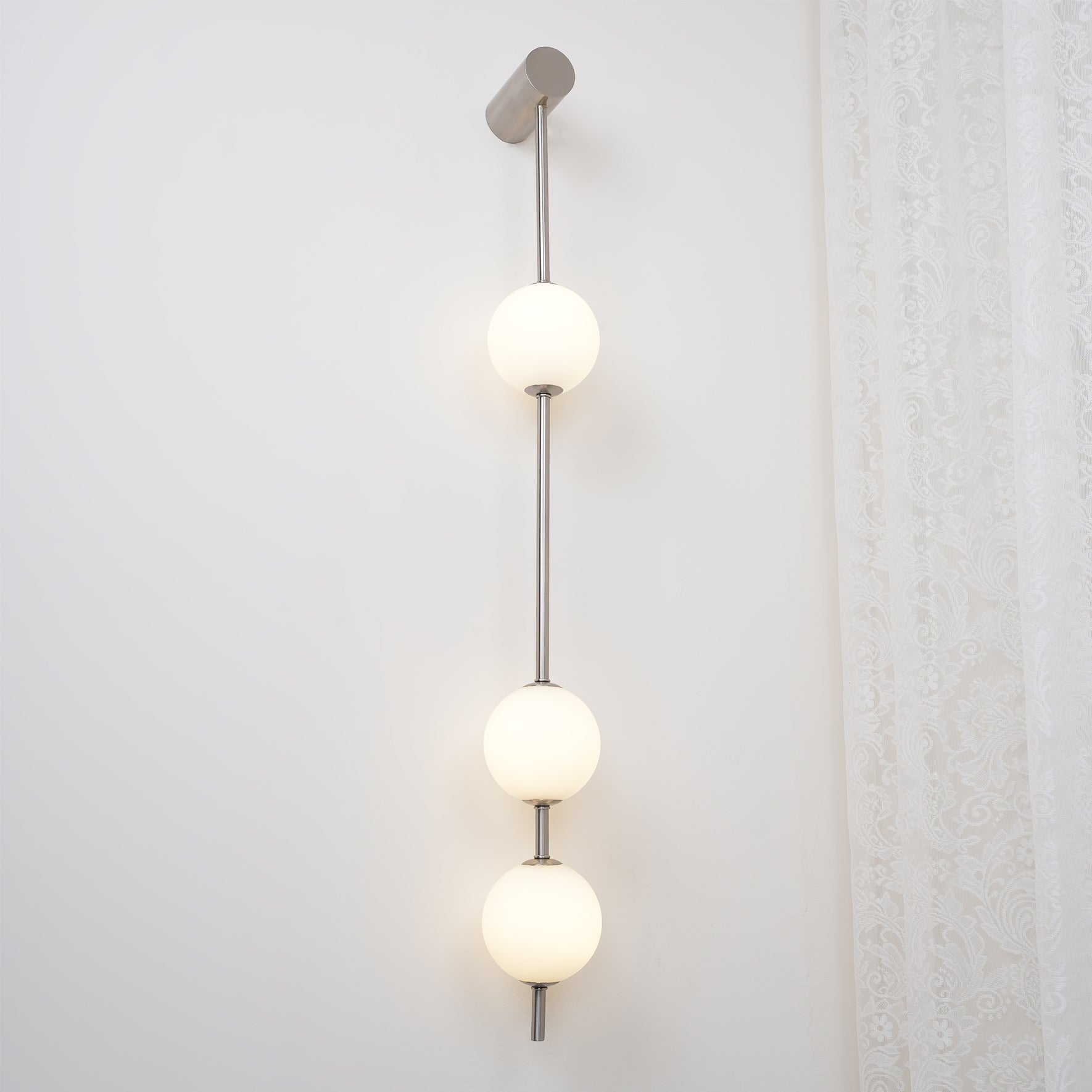 Modern Vertical Glass Globe Wall Sconce Brass LED Bracket Lighting for Interior