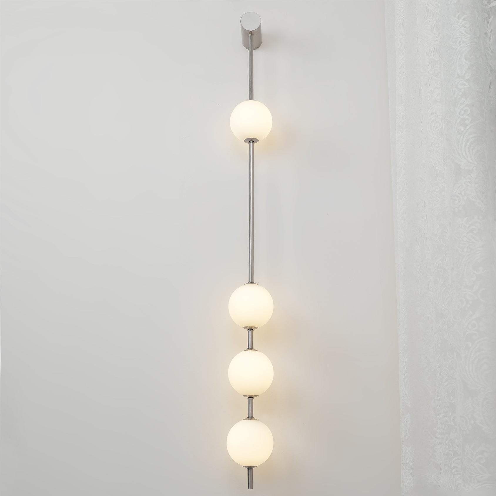 Modern Vertical Glass Globe Wall Sconce Brass LED Bracket Lighting for Interior