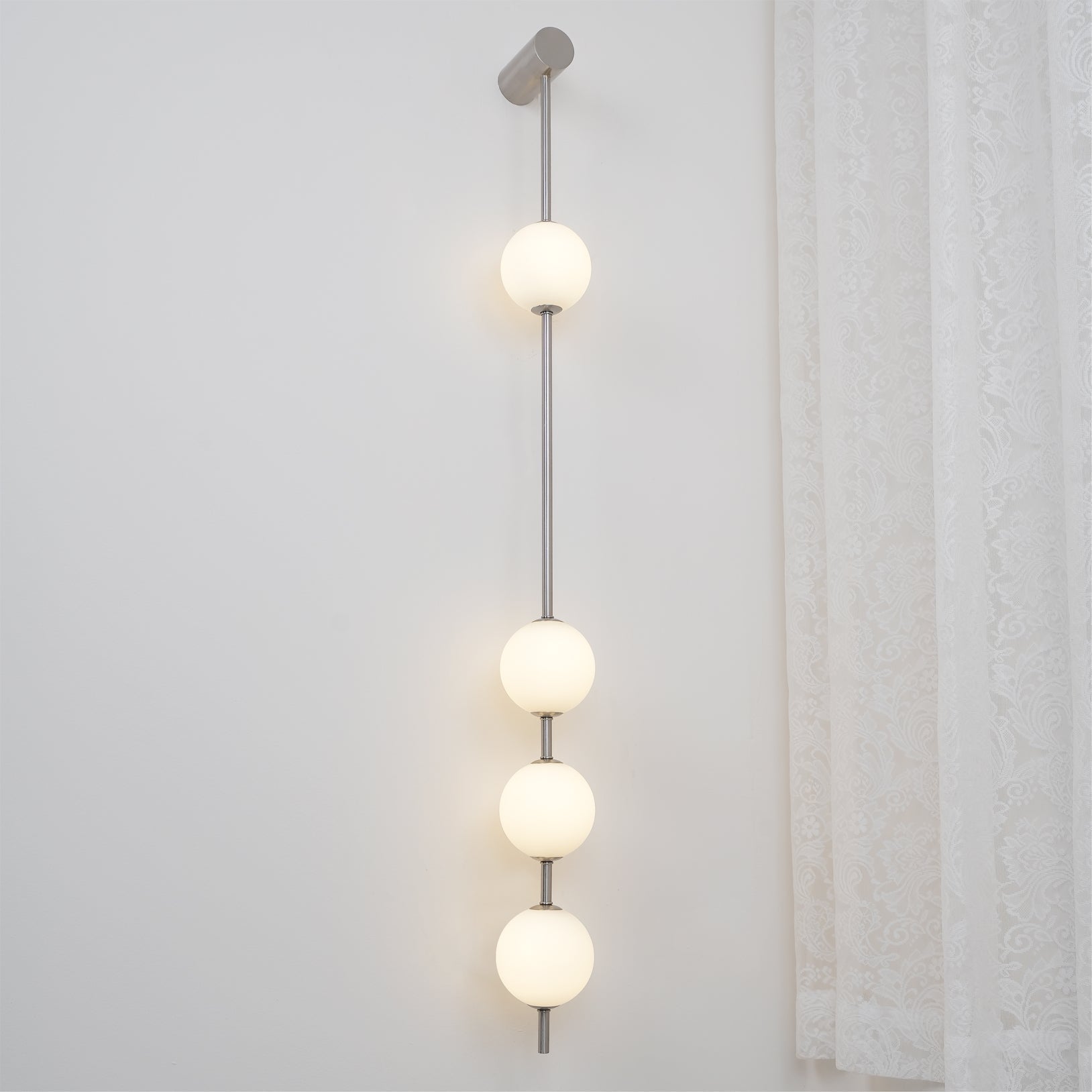 Modern Vertical Glass Globe Wall Sconce Brass LED Bracket Lighting for Interior