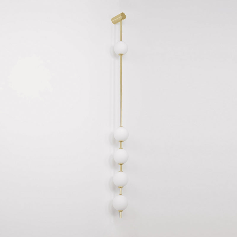 Modern Vertical Glass Globe Wall Sconce Brass LED Bracket Lighting for Interior