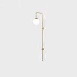 Modern Vertical Gold Wall Sconce with Spherical White Glass Globe Diffuser