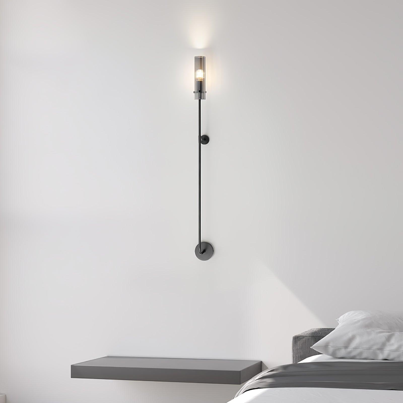 Modern Vertical LED Glass Tube Wall Sconce Brass Minimalist Indoor Lighting for Bedrooms