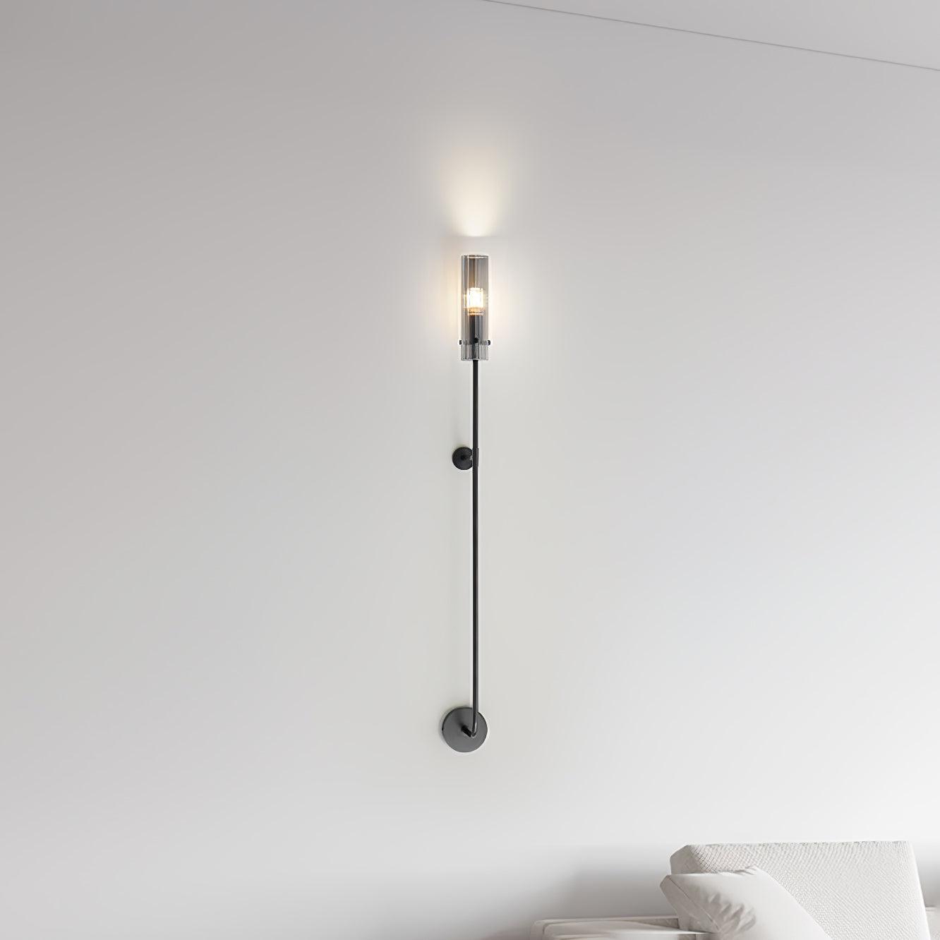 Modern Vertical LED Glass Tube Wall Sconce Brass Minimalist Indoor Lighting for Bedrooms