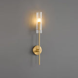 Modern Vertical LED Glass Tube Wall Sconce Brass Minimalist Indoor Lighting for Bedrooms