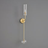 Modern Vertical LED Glass Tube Wall Sconce Brass Minimalist Indoor Lighting for Bedrooms